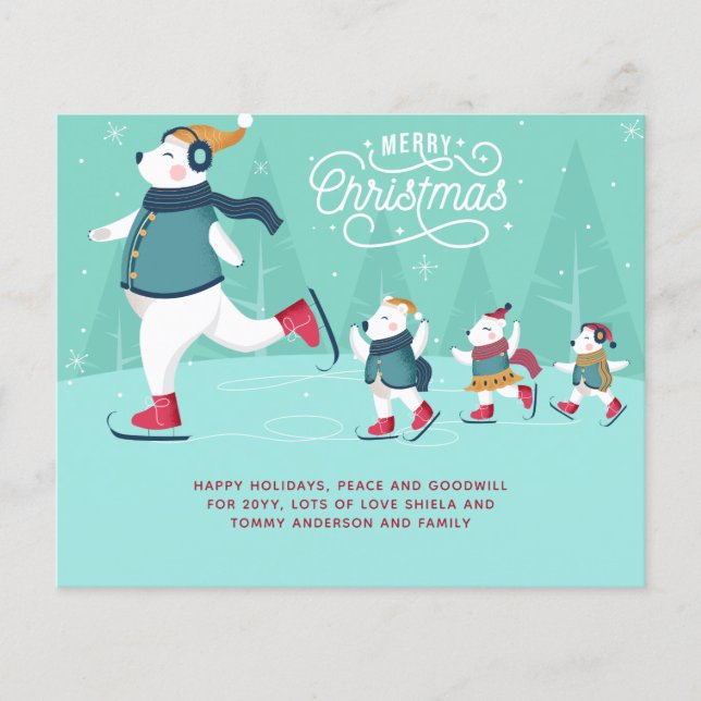 Papier Budget Ours Polaires de Noël Patinage sur glace mi (Devant)