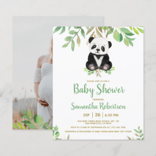 Papier Budget Ours vert Baby shower Invitation