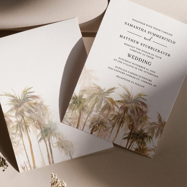 Papier Budget Palm Trees Faire-part de mariage côtière (Créateur téléchargé)