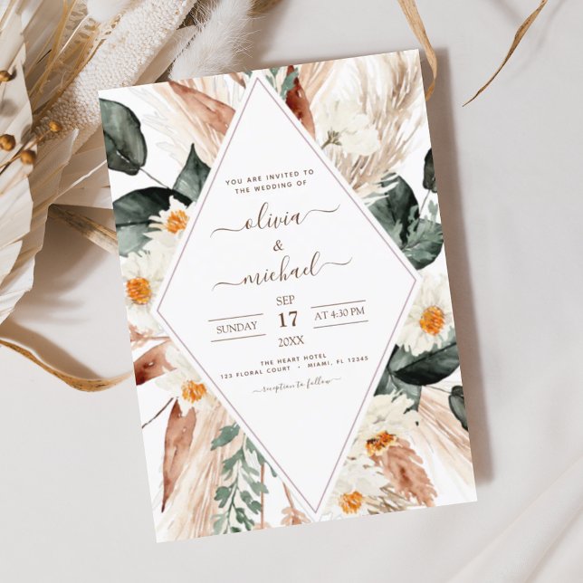 Papier Budget Pampas Boho Eucalyptus Mariage (Créateur téléchargé)