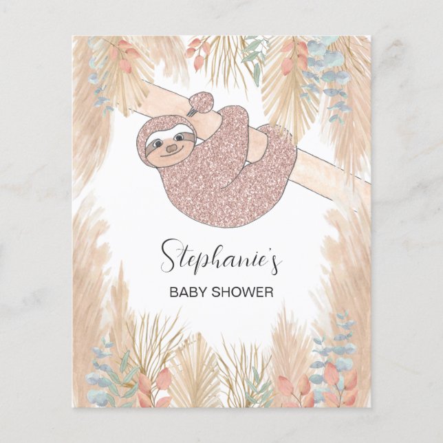 Papier Budget Pampas Cute Animal Baby shower Invitation (Devant)