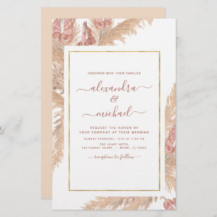 Papier Budget Pampas Grass Bohème Bohème Mariage Tropical