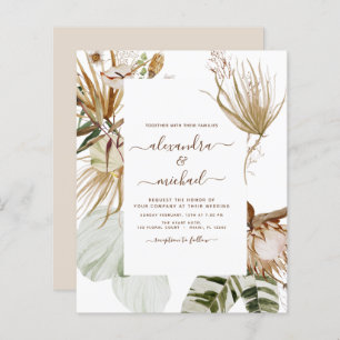 Papier Budget Pampas Grass Bohème Bohème Mariage Tropical