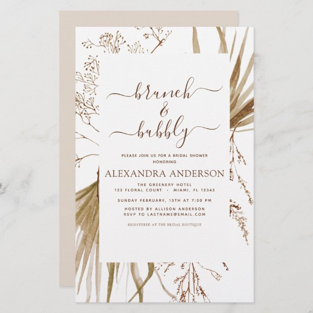 Papier Budget Pampas Grass Boho Brunch & Bubbly (Devant / Derrière)