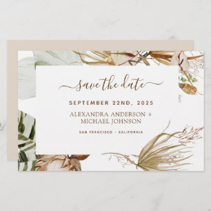 Papier Budget Pampas Grass Boho Enregistrer la date