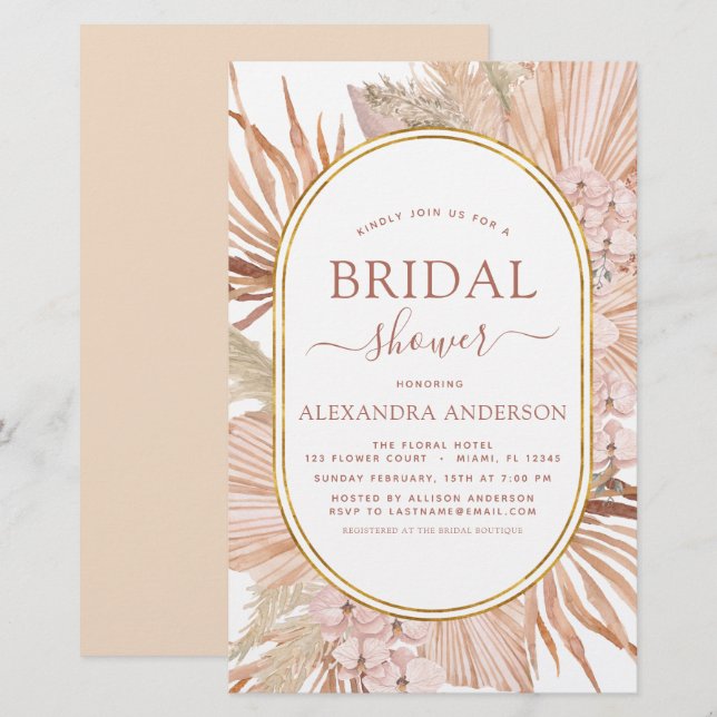 Papier Budget Pampas Grass Fête des mariées Bohemian Boho (Devant / Derrière)