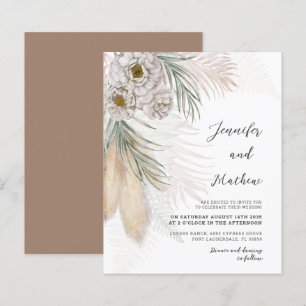 Papier Budget Pampas Grass & Floral Faire-part de mariage