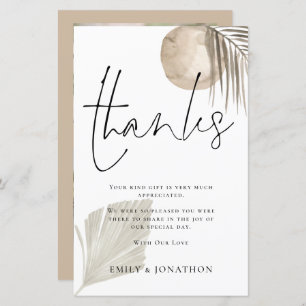 Papier BUDGET Pampas Grass Mariage 3 Photo Merci