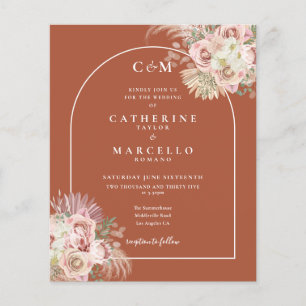 Papier Budget Pampas Grass Photo Monogramme Mariage Invit