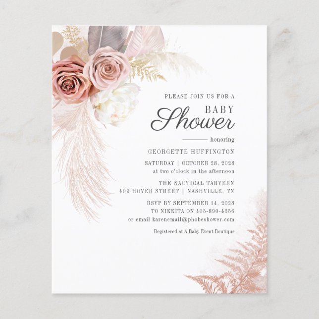 Papier Budget Pampas Grass Terracotta Fête des mariées (Devant)