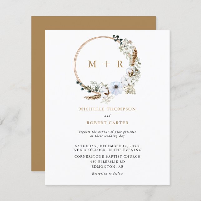 Papier Budget Pampas Gris Mariage Boho AU UK CA (Devant / Derrière)