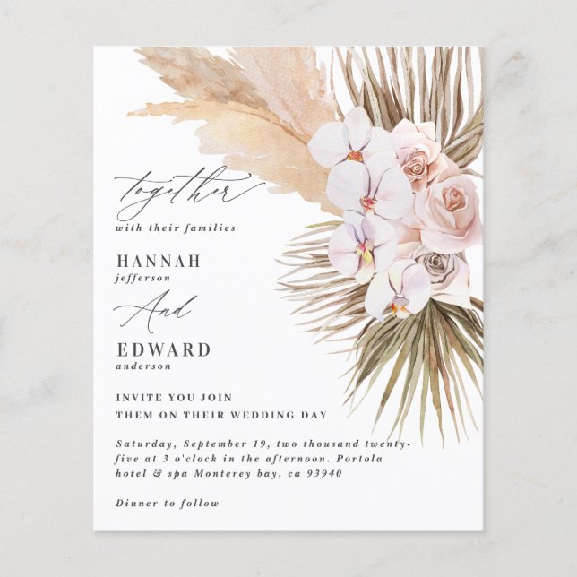 Papier budget pampas herbe feuillage orchidée rustique ma (Devant)