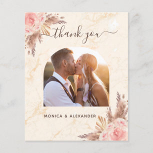 Papier Budget pampas herbe photo marbre mariage merci