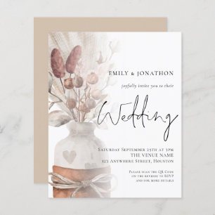 Papier Budget Pampas Superposition Grass QR Code Mariage 