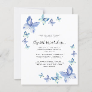 Papier BUDGET Papillon Célébration de la vie Invitation