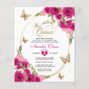 Papier BUDGET Papillon Rose Or Quinceañera