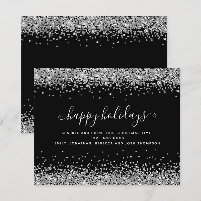 Papier Budget Parties scintillant Argent Black Happy Holi (Devant / Derrière)