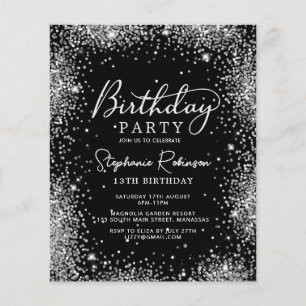 Papier Budget Parties scintillant argent noir 13e anniver