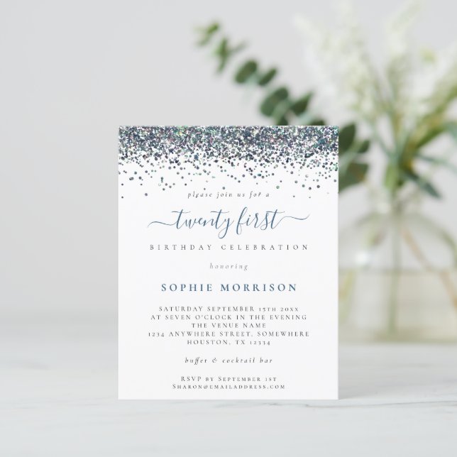 Papier Budget Parties scintillant bleue Vingt premier Inv (Debout devant)