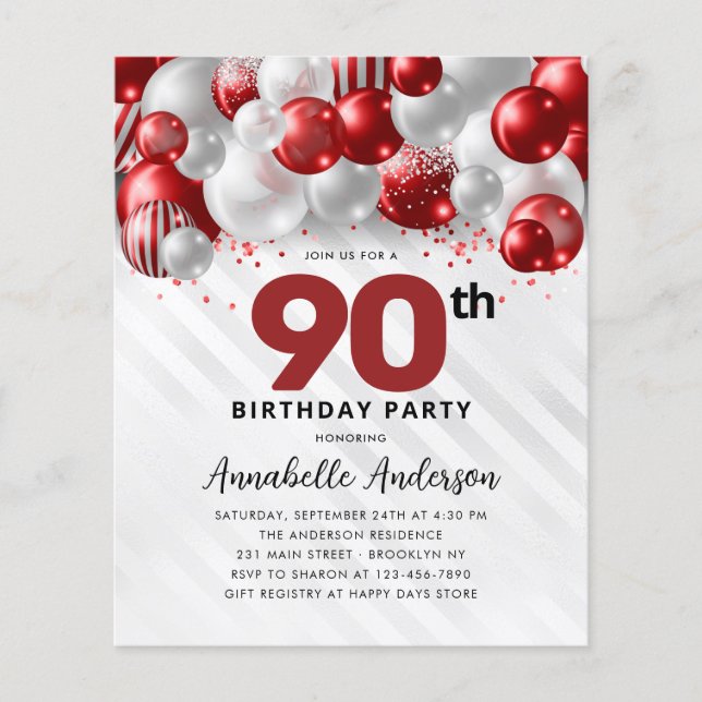 Papier Budget Parties scintillant de ballons d'argent rou (Devant)