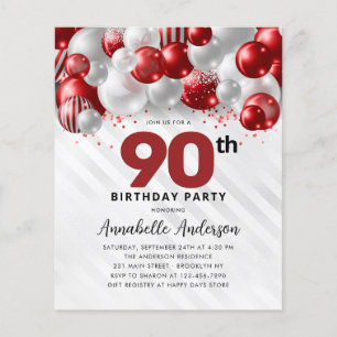Papier Budget Parties scintillant de ballons d'argent rou
