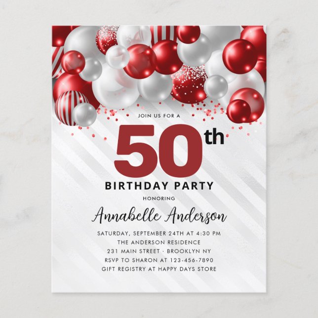 Papier Budget Parties scintillant de ballons d'argent rou (Devant)