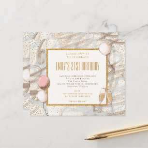 Papier Budget Parties scintillant Fille 21e fête Invitati