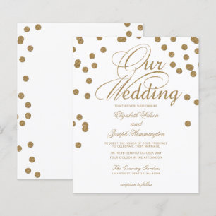 Papier Budget Parties scintillant or Confetti Faire-part