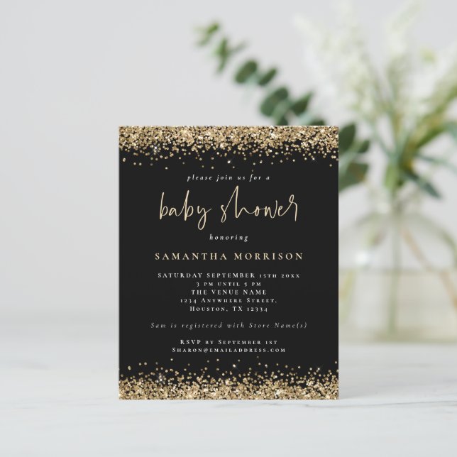 Papier Budget Parties scintillant or fille Baby shower ga (Debout devant)