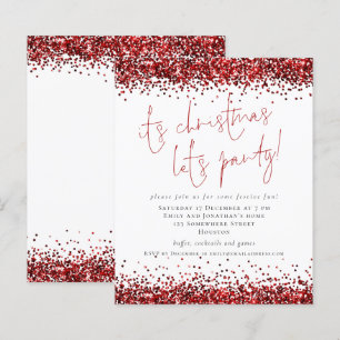 Papier Budget Parties scintillant rouge Son Noël Lets Inv