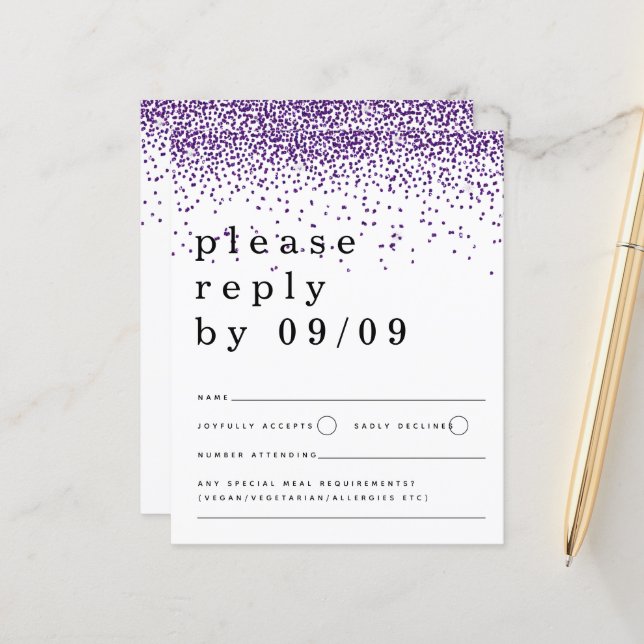 Papier Budget Parties scintillant violet Confetti Mariage (Devant/Arrière en situation)