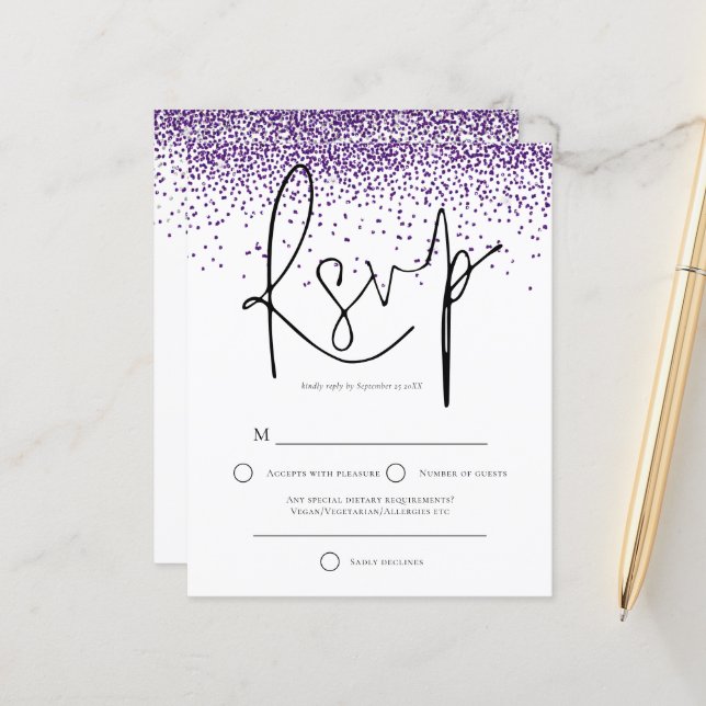 Papier Budget Parties scintillant violet Confetti Mariage (Devant/Arrière en situation)