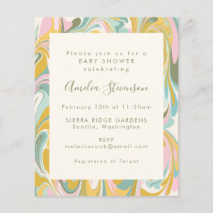Papier Budget Pastel Abstrait Baby shower en marbre Invit