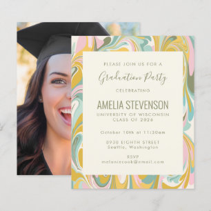 Papier Budget Pastel Art Photo Invitation de la fête de g