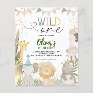 Papier BUDGET Pastel Earthy Safari Wild Un 1er anniversai