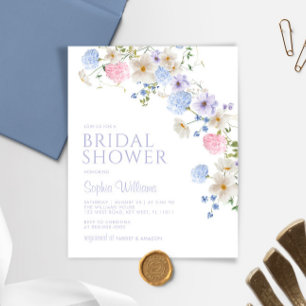 Papier Budget Pastel Fleur sauvage Invitation à la douche