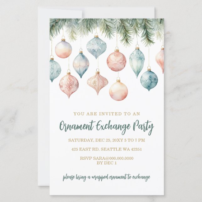 Papier Budget Pastel Ornament Exchange Christmas Party (Devant)
