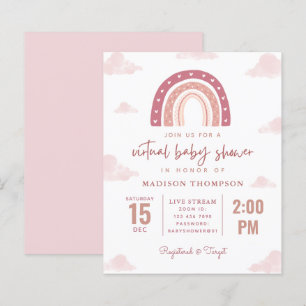 Papier Budget Pastel Pink Rainbow Baby shower virtuel