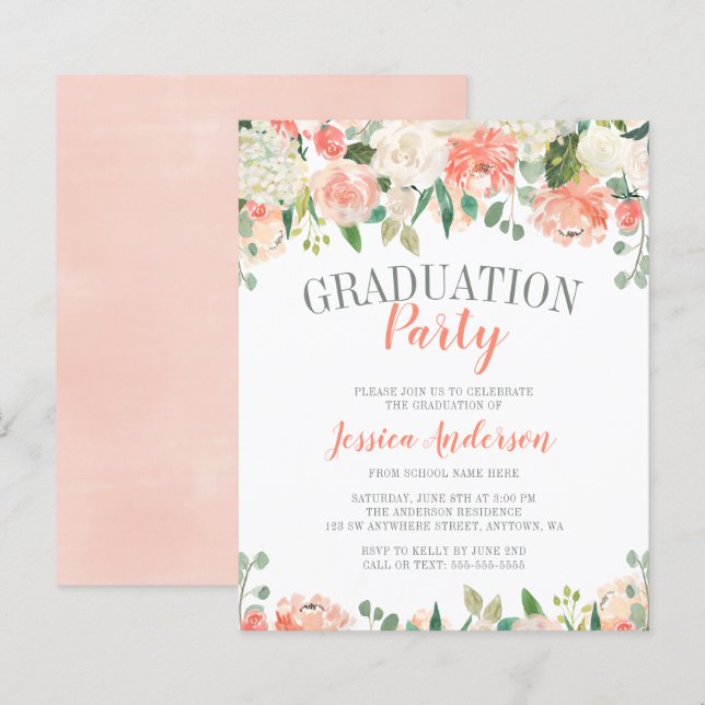 Papier Budget Pastel Watercolor Flower Party (Devant / Derrière)