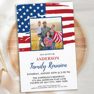 Papier Budget Patriotique Famille Réunion USA Drapeau Pho