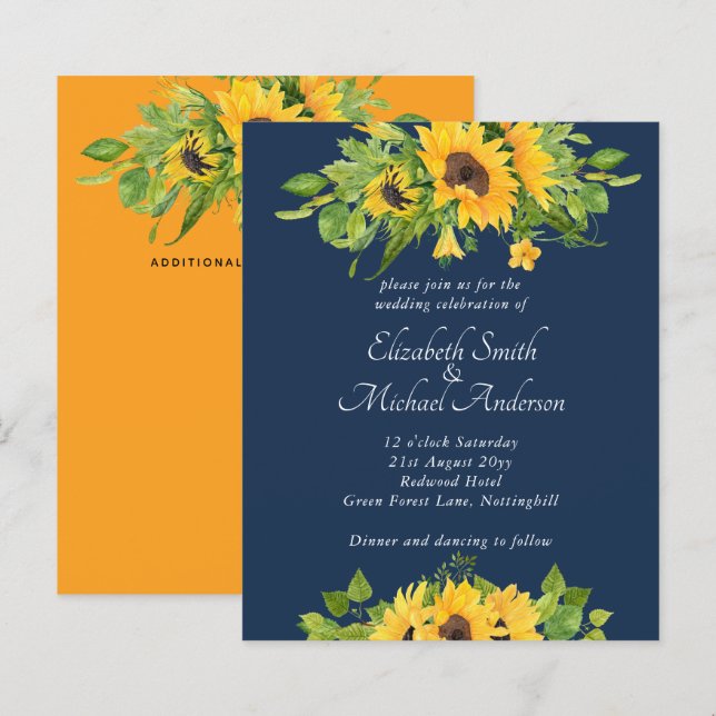 Papier Budget Pays Tournesols Marine Invitations de maria (Devant / Derrière)