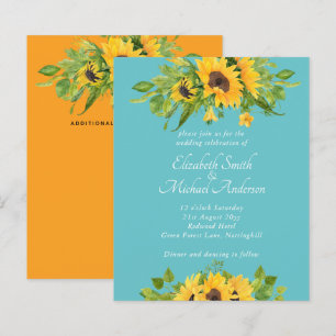 Papier Budget Pays Tournesols Turquoise Mariage Invitatio