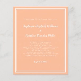 Papier Budget Peach moderne Simple Faire-part de mariage