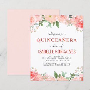 Papier Budget Peach QUINCEAÑERA Anniversaire Coral Invita