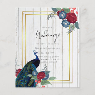 Papier BUDGET Peacock Bleu Bourgogne Mariage de automne d