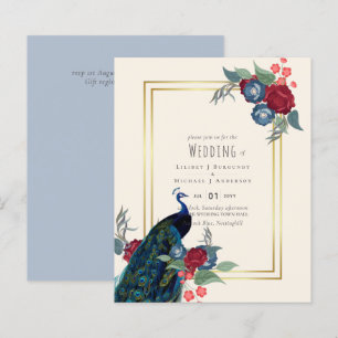 Papier BUDGET Peacock Bleu Bourgogne Mariage de automne d