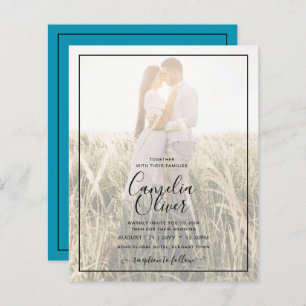Papier BUDGET Peacock Blue Photo Overlay Mariage Inviter