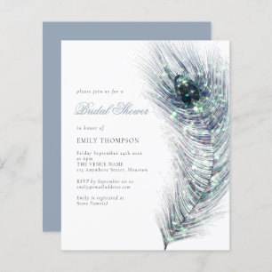 Papier Budget Peacock Feather Bridal Douche Invitation
