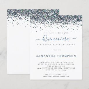 Papier Budget Peacock Parties scintillant Bleue Quinceañe