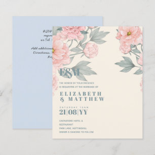 Papier Budget Pêcher Floral Dusty Blue Sage Mariage feuil